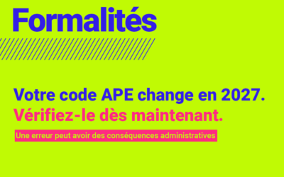 Votre code APE change en 2027